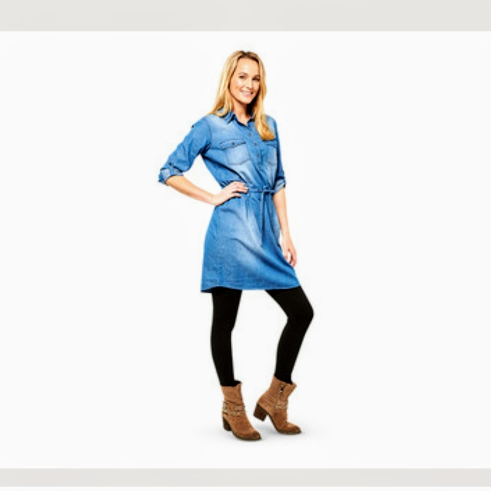 Serra Denim Blue Long Sleeve Shirt Dress